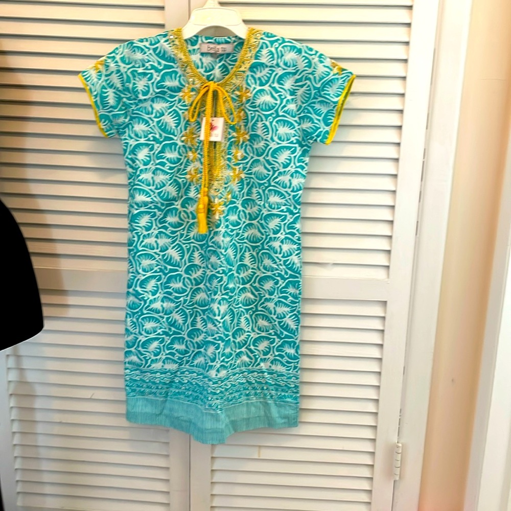 NWT Bella Tu summer dress cotton   embroidered X S cotton lining length 35